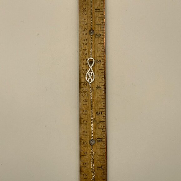 NEW Breast Cancer Sterling Silver Bracelet .925 Cubic Zirconia Infinity Link - Picture 13 of 13